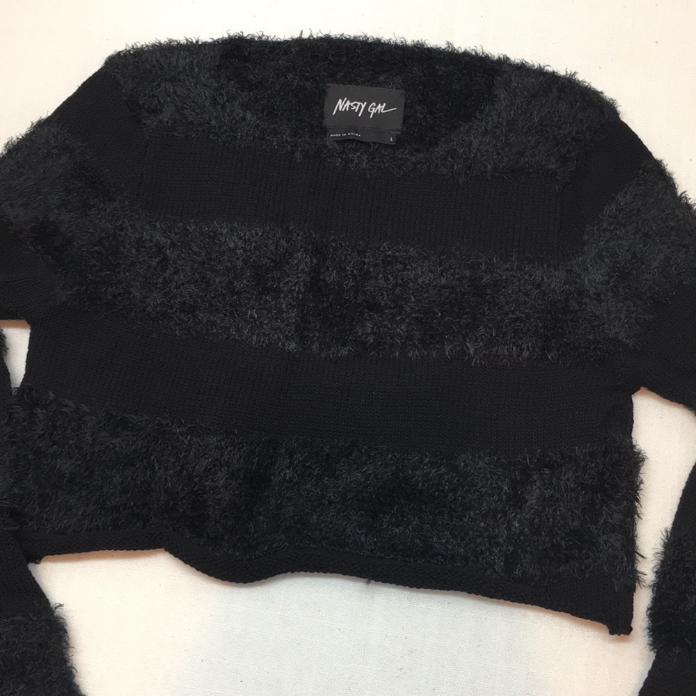 Nasty Gal Hot Child Cropped Knit Sweater Black - Picture 4 of 6